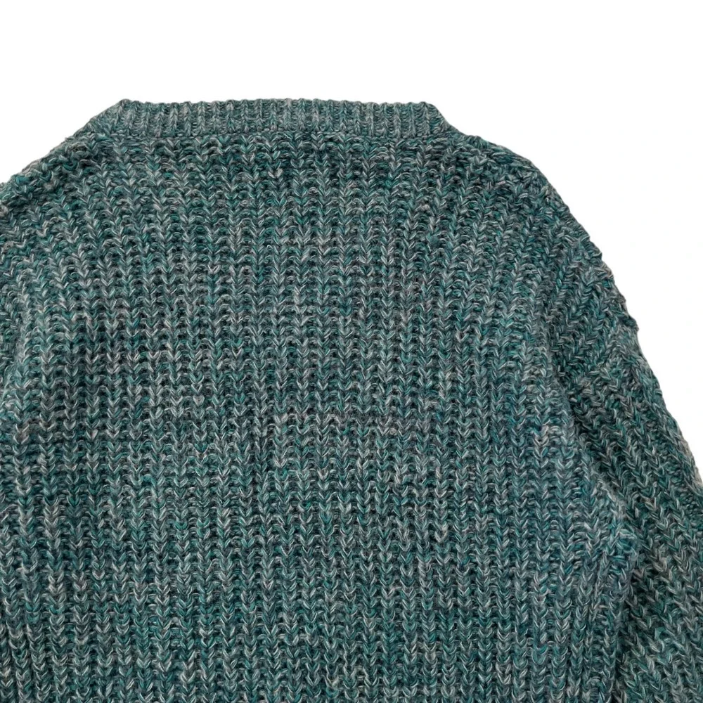 NWT Teal Blue Sundance Marlyse Chunky‎ Cable Knit V Neck Sweater SZ M Fisherman